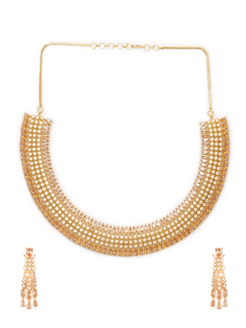 

Rubans Gold Plated CZ Studded Embellished Necklace Set