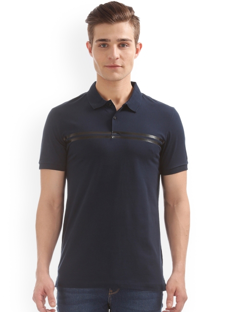 

Arrow New York Men Blue Solid Polo Collar T-shirt