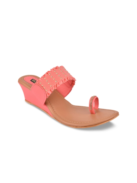 

Shoetopia Women Pink Solid Sandals