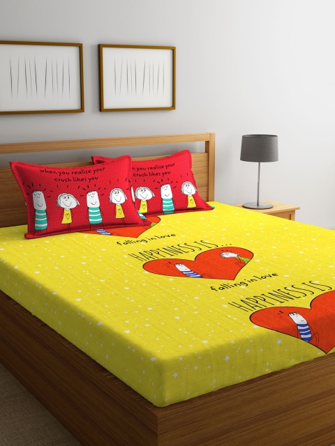 

STELLAR HOME Multicoloured Graphic Flat 104 TC Cotton 1 Queen Bedsheet with 2 Pillow Covers, Multi