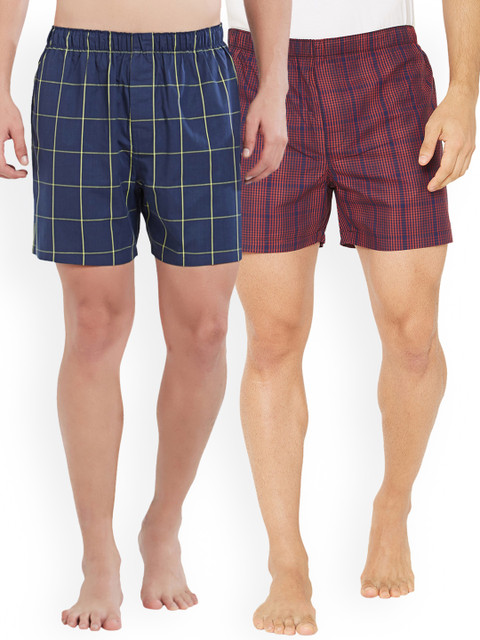 

XYXX Men Super Combed Cotton Checkered Pack of 2 Checkmate Boxer XYBOX2PCKN102, Maroon