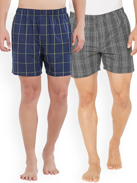 

XYXX Men Super Combed Cotton Checkered Pack of 2 Checkmate Boxer XYBOX2PCKN103, Black