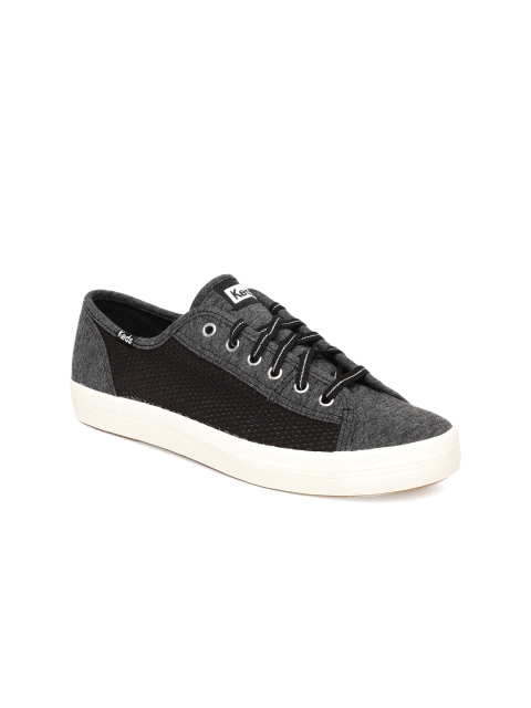 

Keds Women Black & Charcoal Grey Solid Sneakers