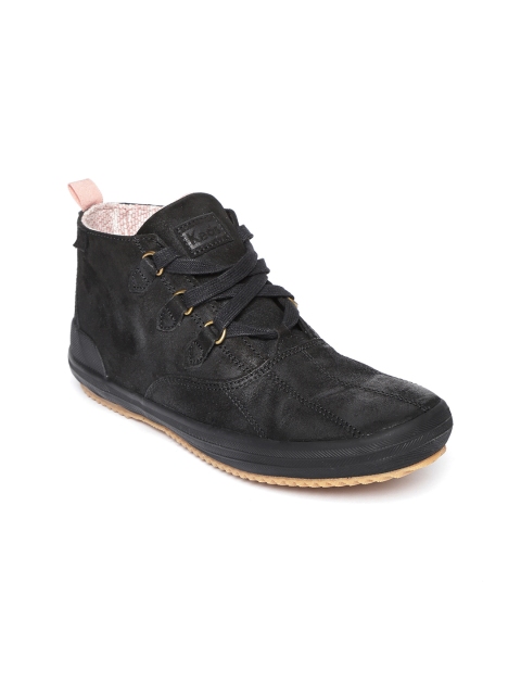 

Keds Women Black Solid Leather Mid-Top Sneakers