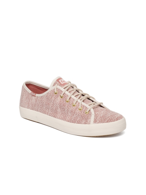 

Keds Women Cream-Coloured & Pink Woven Design Sneakers