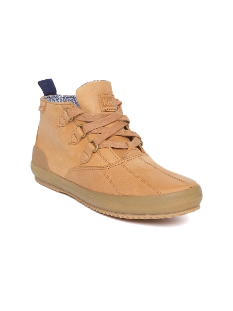 

Keds Women Tan Brown Leather Mid-Top Sneakers