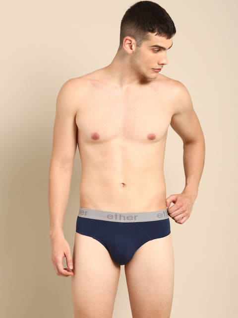 

ether Men Navy Blue Solid Premium Cotton Ultrasoft Briefs ETHR-BRF-PK1-001D