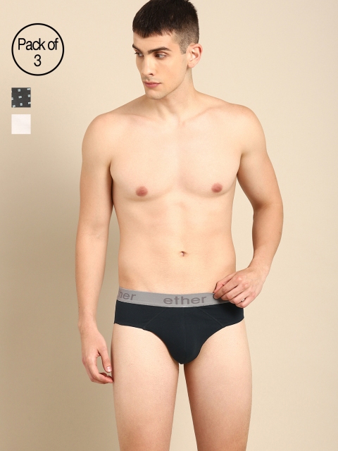 

ether Men Pack of 3 Premium Ultrasoft Cotton Briefs ETHR-BRF-PK3-002E, Black