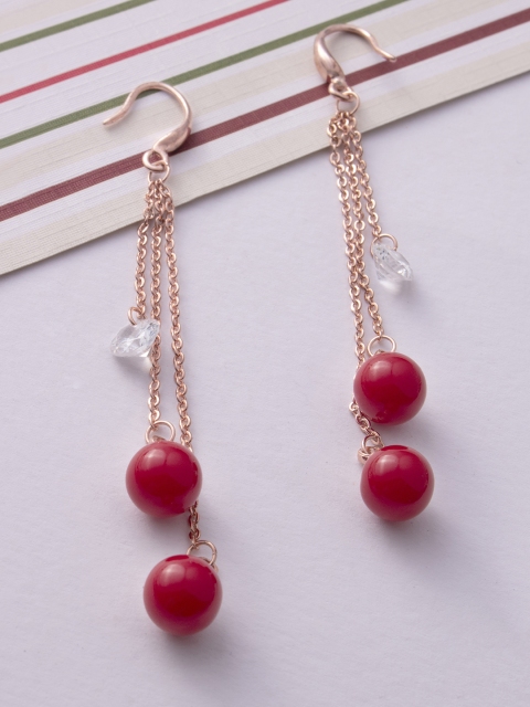 

Rubans Gold-Toned & Red Classic Drop Earrings