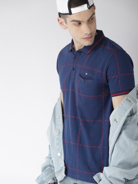 

Harvard Men Navy Blue Printed Polo T-shirt