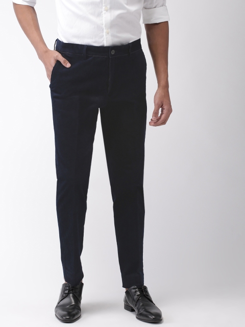 

Scotch & Soda Men Navy Blue Stuart Slim Fit Solid Cordrouy Trousers