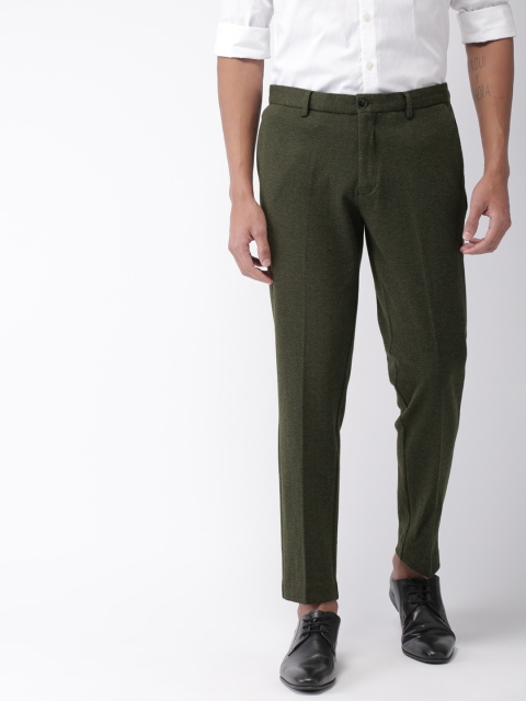 

Scotch & Soda Men Olive Green Super Slim Fit Self Design Chino