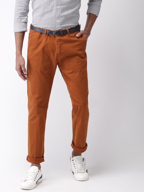 

Scotch & Soda Men Rust Orange Stuart Classic Slim Fit Solid Chinos