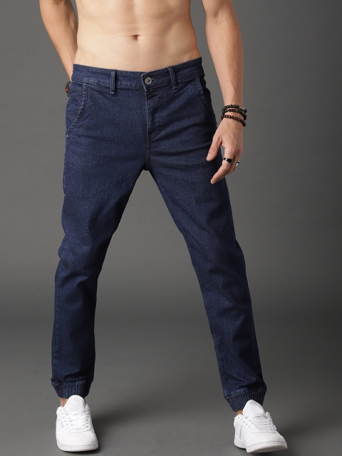 

Roadster Men Blue Slim Jogger Fit Mid-Rise Clean Look Stretchable Cropped Jeans