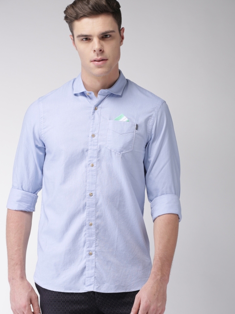 

Scotch & Soda Men Blue Regular Fit Solid Casual Shirt