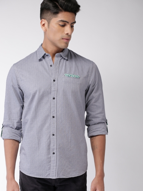 

Scotch & Soda Men Blue Regular Fit Self Design Casual Shirt
