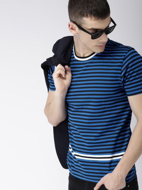 

Harvard Men Blue & Black Striped Round Neck T-shirt