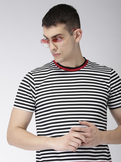 

Harvard Men White & Black Striped Round Neck T-shirt