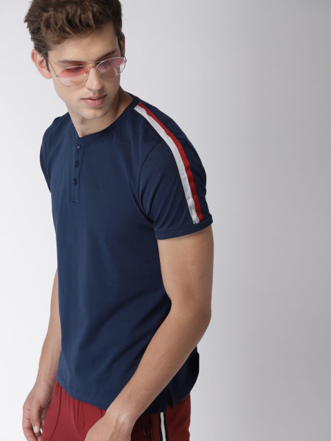 

Harvard Men Navy Solid Henley Neck T-shirt, Navy blue