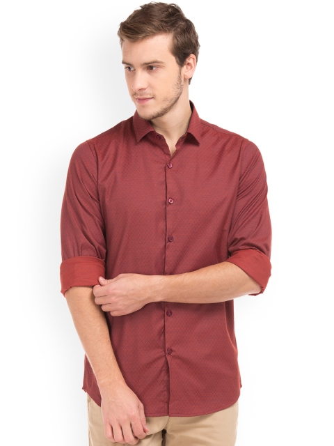 

Excalibur Men Red Slim Fit Self-Design Casual Shirt