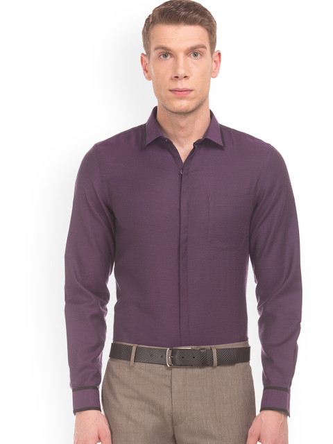

Excalibur Men Purple Slim Fit Self Design Formal Shirt