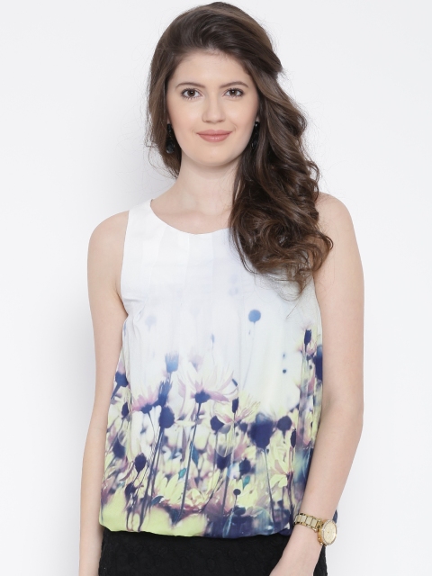 

Vero Moda White & Green Printed Balloon Top