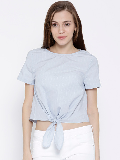 

Vero Moda Light Blue Striped Crop Top