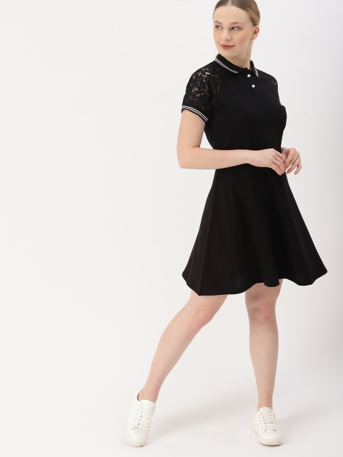 

DressBerry Women Black Solid A-Line Dress