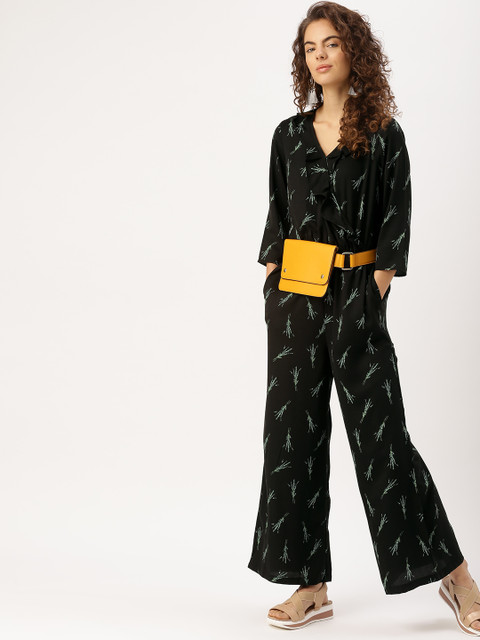 

DressBerry Women Black & Green Printed Jumpsuit