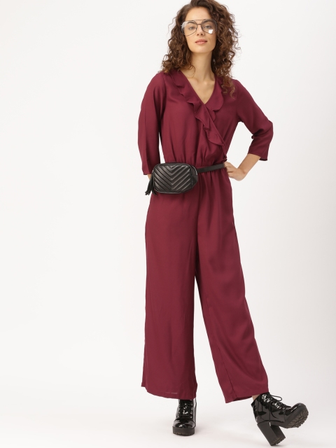 

DressBerry Women Maroon Solid Basic Jumpsuit