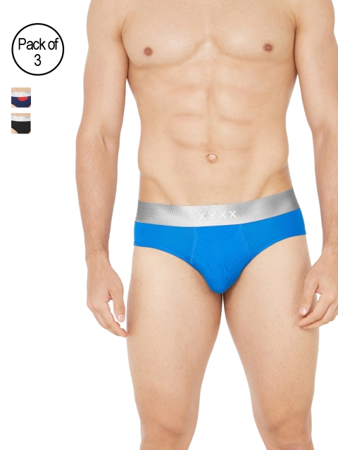 

XYXX Men IntelliSoft Antimicrobial Micro Modal Illuminati Briefs XYBRF3PCKN305S, Navy blue