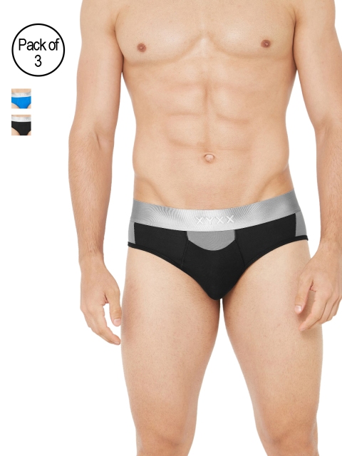 

XYXX Men IntelliSoft Antimicrobial Micro Modal Dualist Briefs XYBRF3PCKN293S, Black
