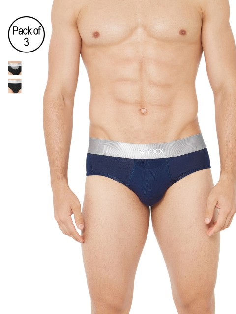 

XYXX Men IntelliSoft Antimicrobial Micro Modal Dualist Briefs XYBRF3PCKN294S, Black
