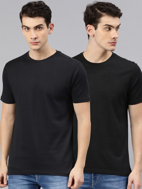 

HRX by Hrithik Roshan Men Pack of 2 Rapid-Dry Cotton Rich T-shirts, Black