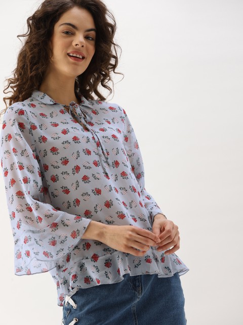 

DressBerry Women Blue Printed Top