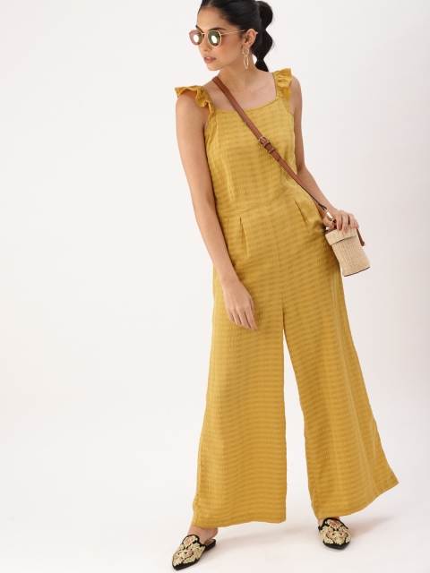 

DressBerry Mustard Solid Basic Jumpsuit