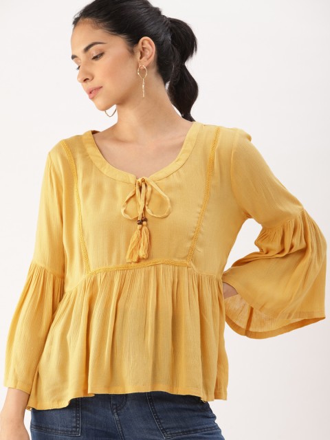

DressBerry Women Mustard Solid Top