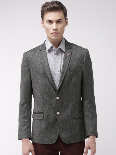 

Arrow Men Charcoal Grey Zero Calorie Fit Self Design Smart Casual Blazer