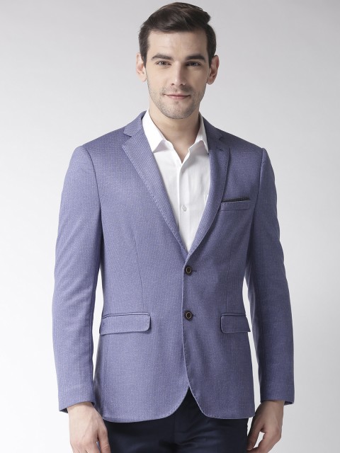 

Arrow New York Men Blue Self-Checked Zero Calorie Fit Formal Blazer