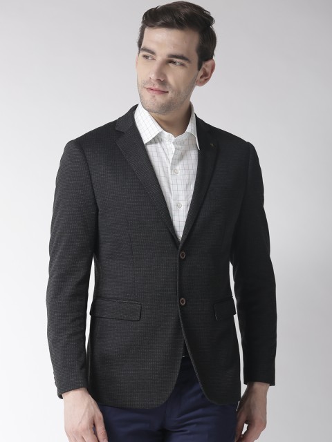 

Arrow Men Black Self Design Zero Calorie Fit Single-Breasted Formal Blazer