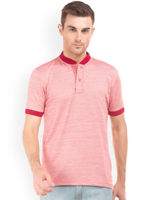 

Ruggers Men Red Solid Mandarin Collar T-shirt