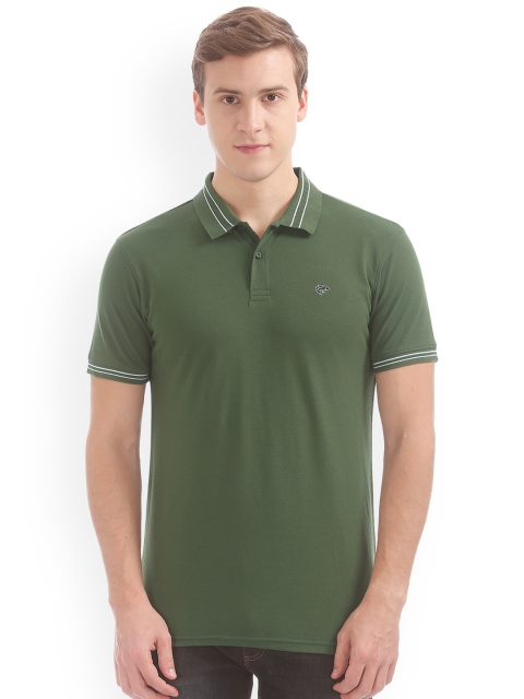 

Ruggers Men Green Solid Polo Collar T-shirt