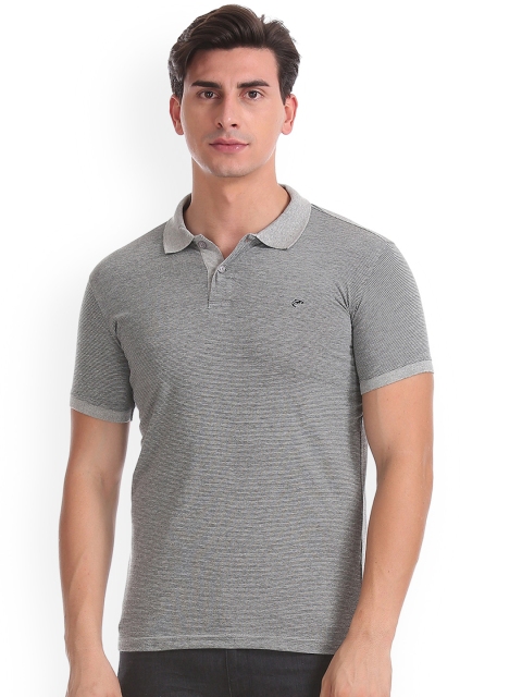 

Ruggers Men Grey Self Design Polo Collar T-shirt