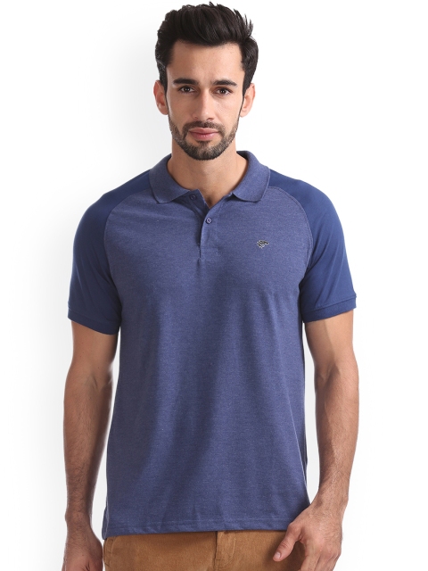 

Ruggers Men Blue Solid Polo Collar T-shirt
