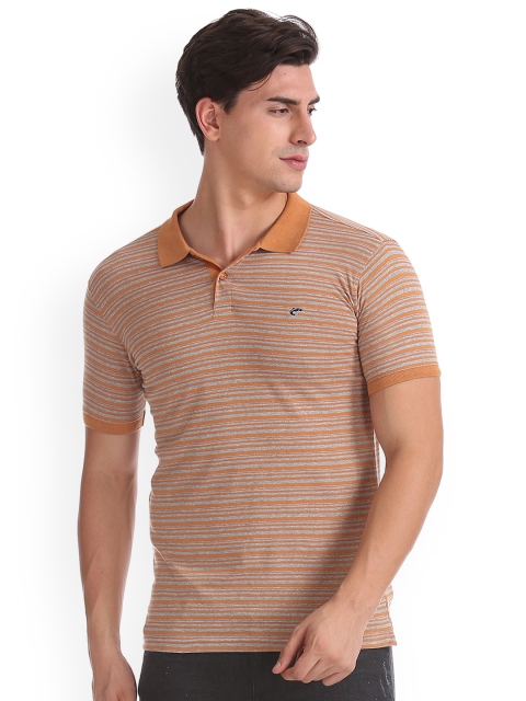 

Ruggers Men Brown Striped Polo Collar T-shirt