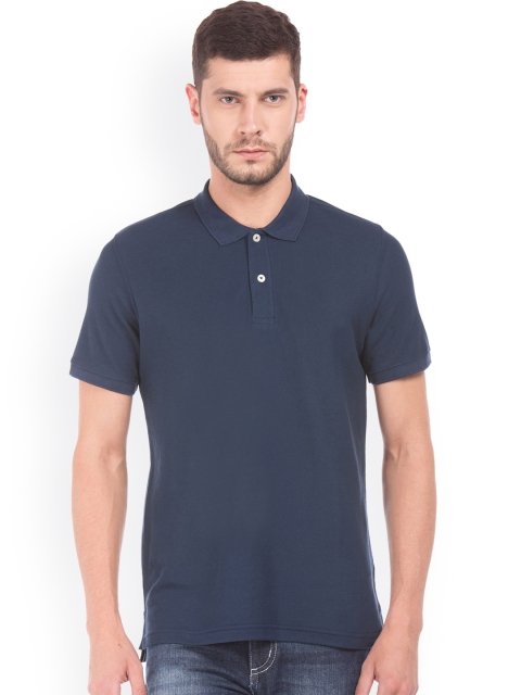 

Ruggers Men Navy Blue Solid Polo Collar T-shirt