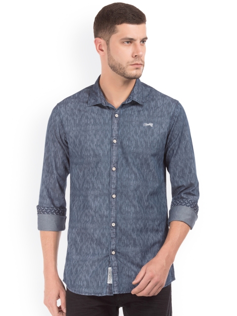 

Cherokee Men Blue Slim Fit Self Design Casual Shirt
