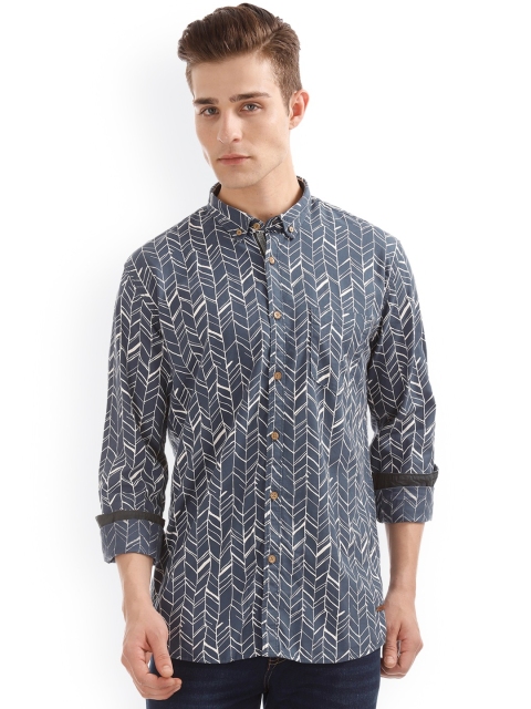 

Cherokee Men Blue & White Regular Fit Printed Casual Shirt