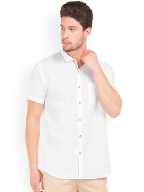 

Cherokee Men White Regular Fit Solid Casual Shirt