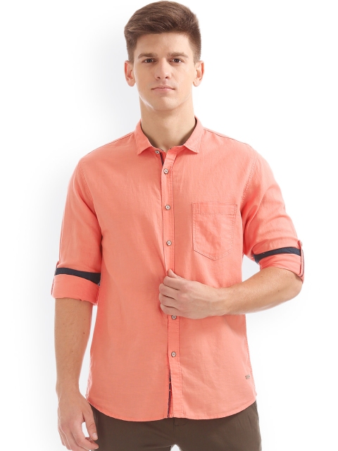 

Cherokee Men Orange Regular Fit Solid Casual Shirt